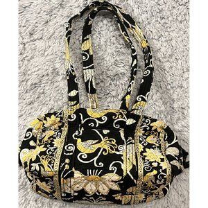 Rare Vera Bradley Yellow Bird Quilted Handbag Purse Shoulder Bag Black Retired